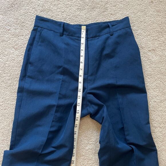 Akris Punto Linen Blend Straight Leg Dress Pants Trousers Size 6 Navy Minimalist - Picture 6 of 7